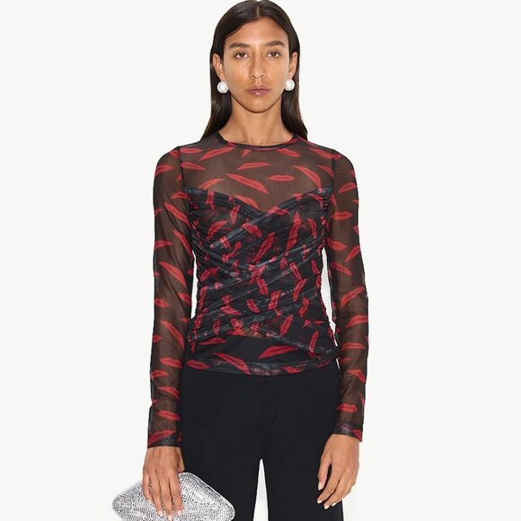 SIMONMILLER Kinny Mesh Top in Signature Lip Print - Picture 5 of 5